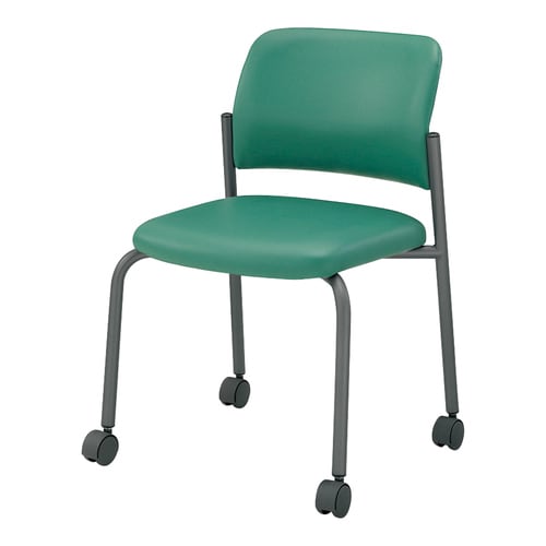 会議イス 100 グリーン脚グレー軟床用
