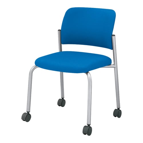 会議イス 100 布ブルー脚シルバー軟床用
