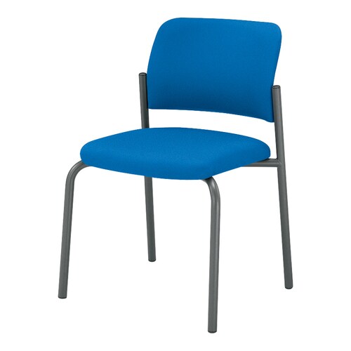 会議イス 100 4本脚 布ブルー脚グレー