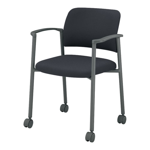 会議イス 100肘付布グレー脚グレー軟床用