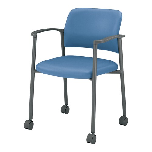 会議イス 100肘付マリン脚グレー軟床用