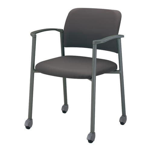 会議イス 100肘付グレー脚グレー硬床用