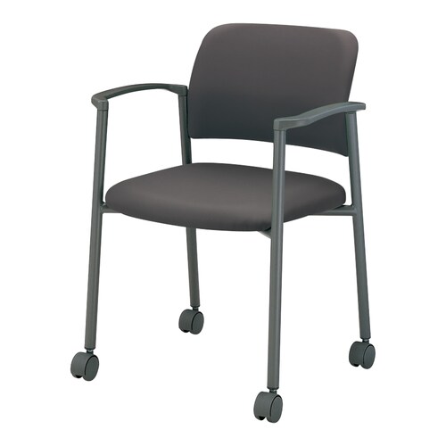 会議イス 100肘付グレー脚グレー軟床用