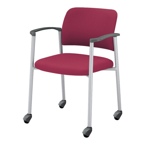 会議イス 100肘付布ローズ脚シルバー硬床用