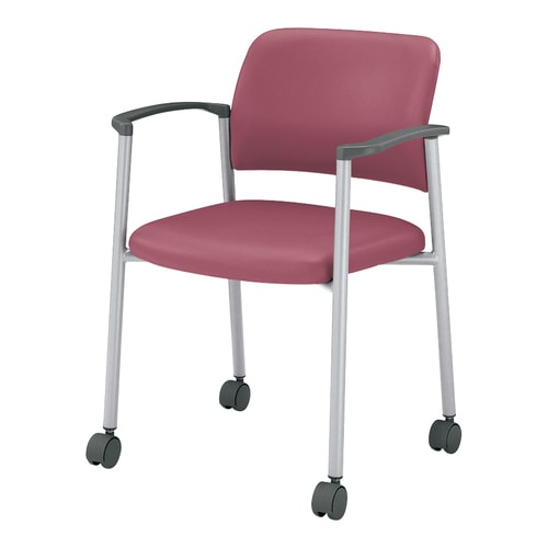 会議イス 100肘付ローズ脚シルバー軟床用