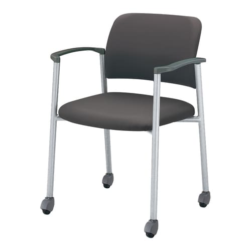 会議イス 100肘付グレー脚シルバー硬床用