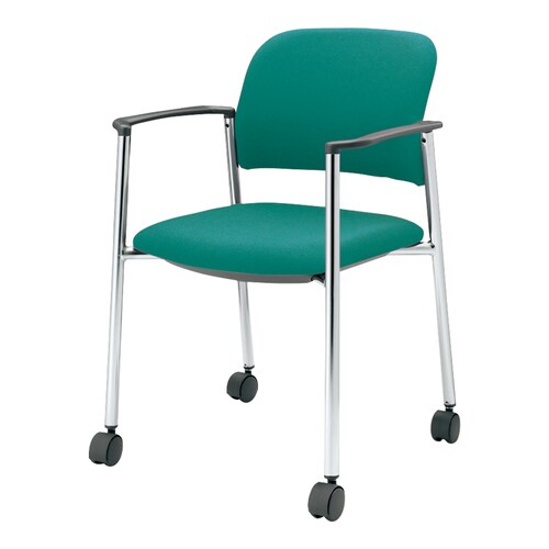 会議イス 100肘付布グリーン軟床用