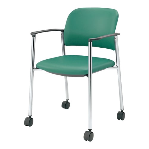 会議イス 100肘付グリーン軟床用