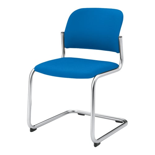 会議イス 100 L字脚 布ブルー