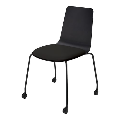 ミケットチェア キャスター塗装脚レザーブラック