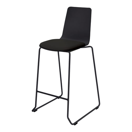 ミケットチェア ハイタイプ塗装脚レザーブラック