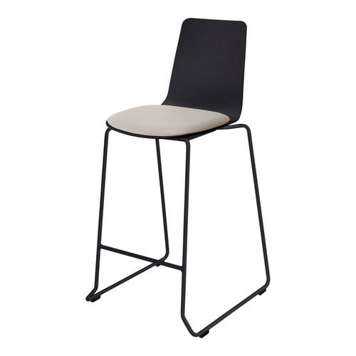 ミケットチェア ハイタイプ塗装脚レザーグレー