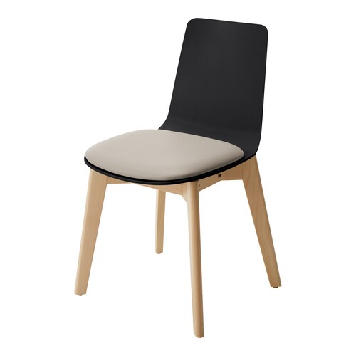 ミケットチェア 木脚 レザーグレー