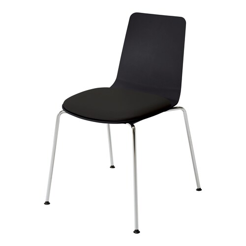 ミケットチェア 4本脚  メッキ脚レザーブラック