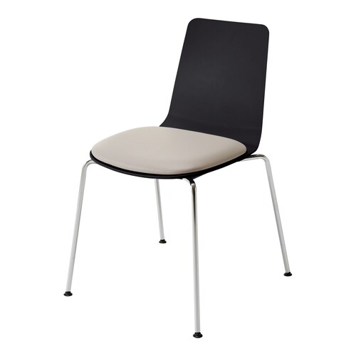 ミケットチェア 4本脚  メッキ脚レザーグレー