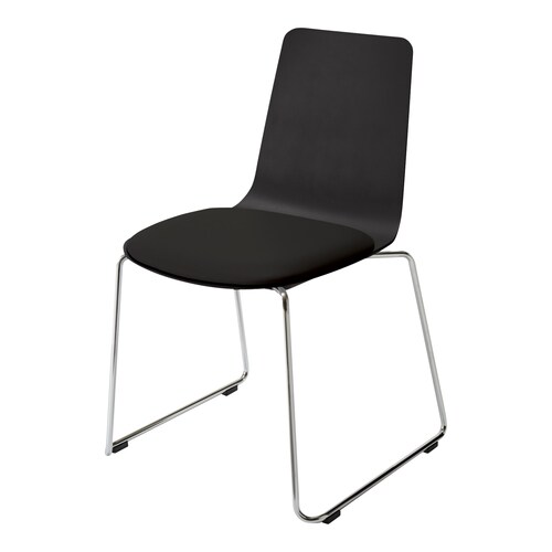 ミケットチェア サークル メッキ脚レザーブラック