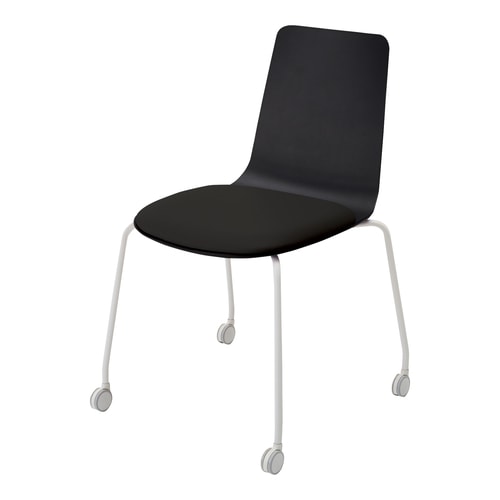 ミケットチェア キャスター塗装脚レザーブラック