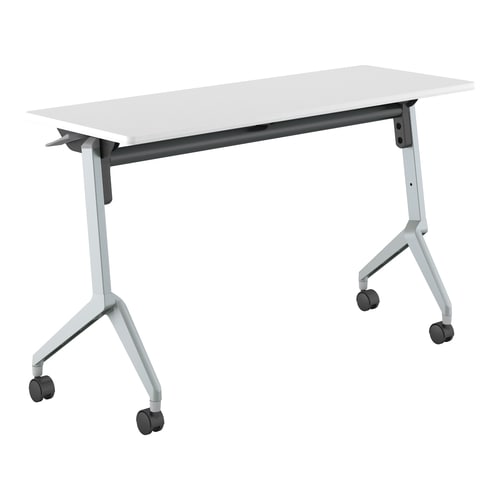 会議テーブル リーフライン幕板棚なし白1245