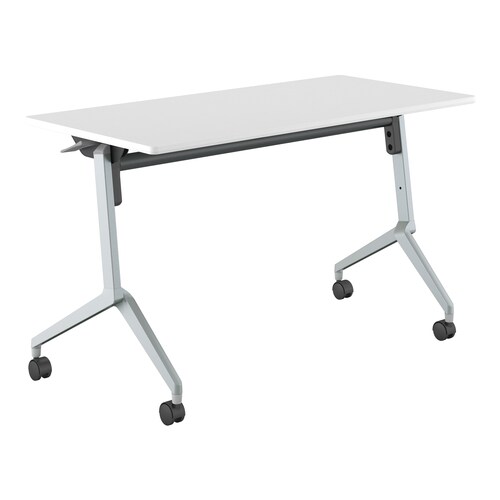 会議テーブル リーフライン幕板棚なし 白1260