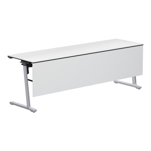 カ−ム棚付 幕板付W2100シルバー脚ホワイト