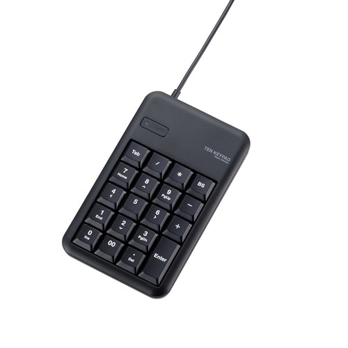 有線テンキー メンブレン ブラック USBハブ付