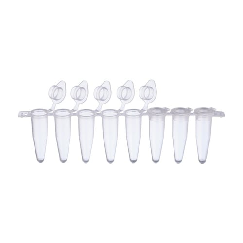 0.2mL PCR8連チューブ フラットキャップ付
