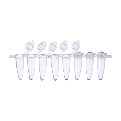 0.2mL PCR8連チューブ ドームキャップ付