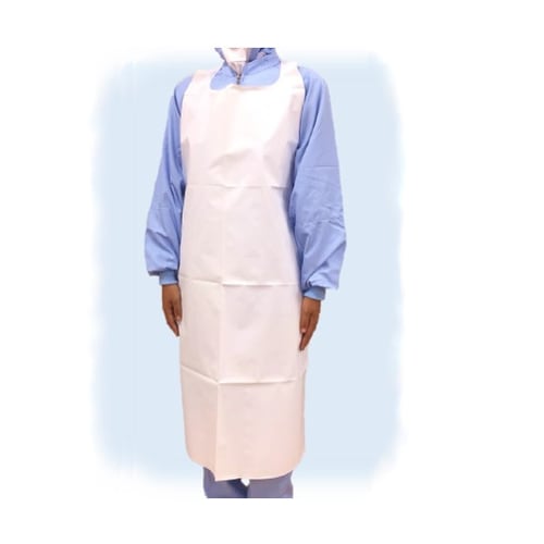 Eー8E W ポリエチエプロン厚手 白M