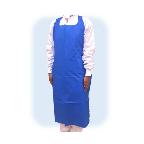 Eー8E B ポリエチエプロン厚手 青M