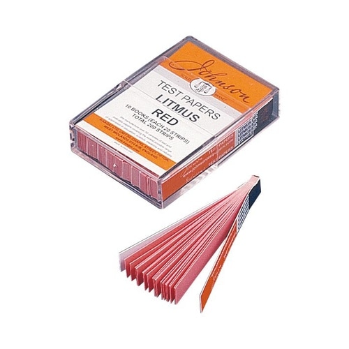 ブック式リトマス試験紙 プラ箱入 赤(200枚)
