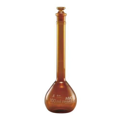 メスフラスコ(IWAKI) 茶 100ml