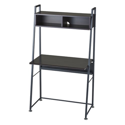 収納付きデスクW800 ダーク木目