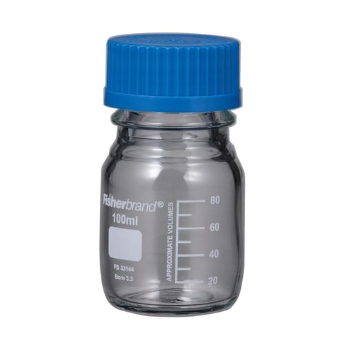 メジューム瓶(青蓋付Fisher) 100mL