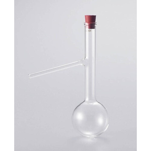 ケニス 枝付フラスコ(穴あきゴム栓付) 100mL