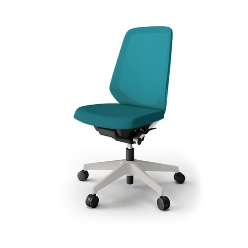 ノートチェア ハイ 樹脂グレー布Sブルー