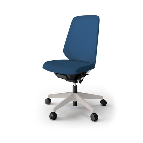 ノートチェア ハイ 樹脂グレー布ネイビー