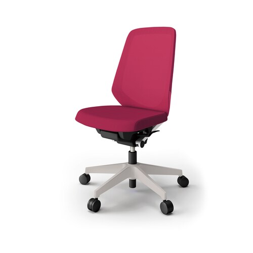 ノートチェア ハイ 樹脂グレー布ラズベリー