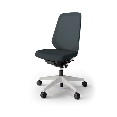 ノートチェア ハイ 樹脂グレー布オフBK