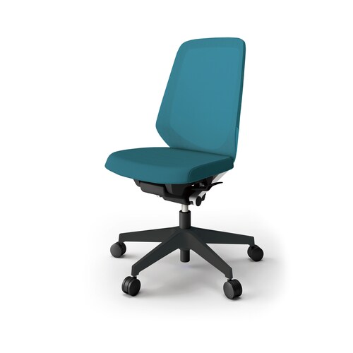 ノートチェア ハイ 樹脂BK布Sブルー