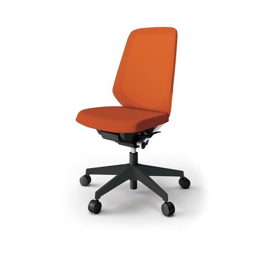 ノートチェア ハイ 樹脂BK布オレンジ