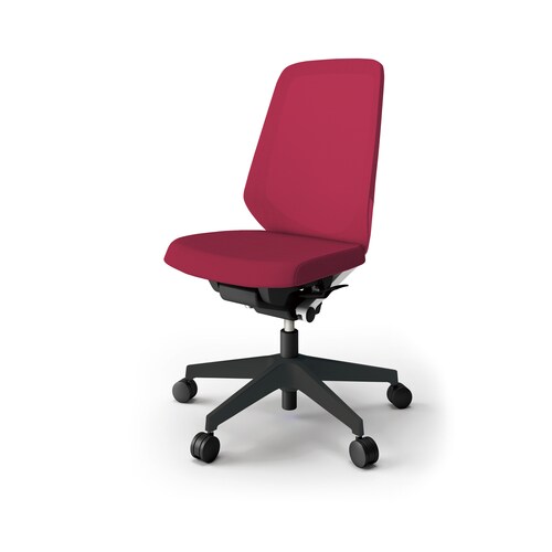 ノートチェア ハイ 樹脂BK布ラズベリー