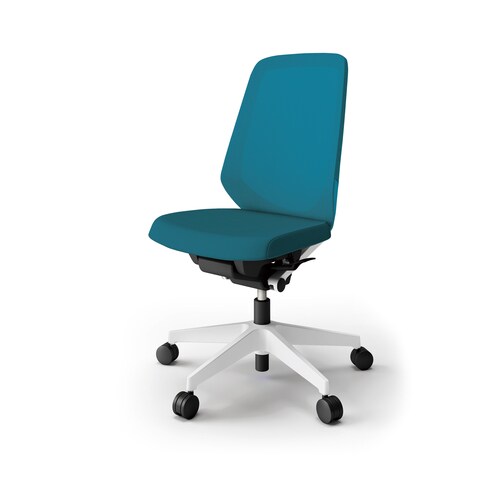 ノートチェア ハイ 樹脂WH布Sブルー