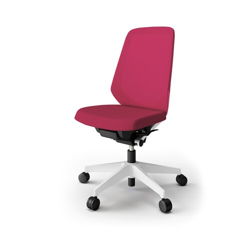 ノートチェア ハイ 樹脂WH布ラズベリー