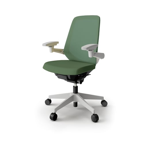 ノートチェア ハイ 可動肘付 樹脂グレー布アイビー