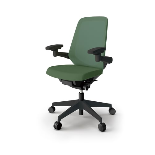 ノートチェア ハイ 可動肘付 樹脂BK布アイビー