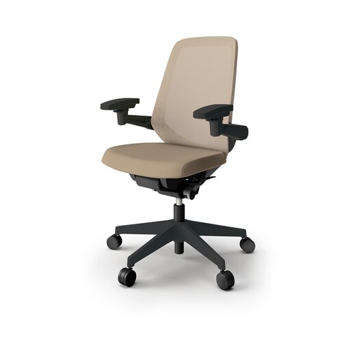 ノートチェア ハイ 可動肘付 樹脂BK布サンドY