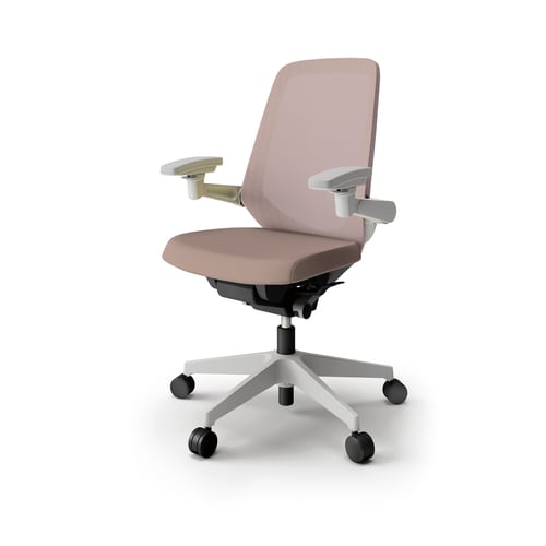 ノートチェア ハイ 可動肘付 樹脂グレー布グレイB