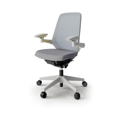 ノートチェア ハイ 可動肘付 樹脂グレー座Wグレー