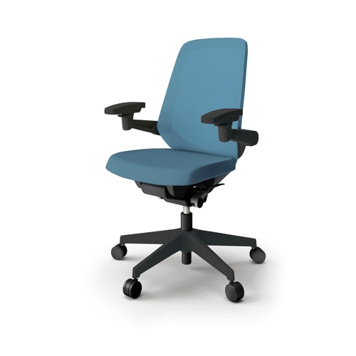 ノートチェア ハイ 可動肘付 樹脂BK布ダックB