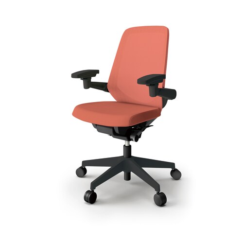 ノートチェア ハイ 可動肘付 樹脂BK布パーシモ